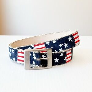 Vintage Y2K American Flag Belt Patriotic Stars Stripes Americana Women's L